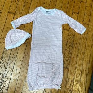 Layette set from Indigo Baby.  Sweetest pink & white stripes for newborn w/ hat